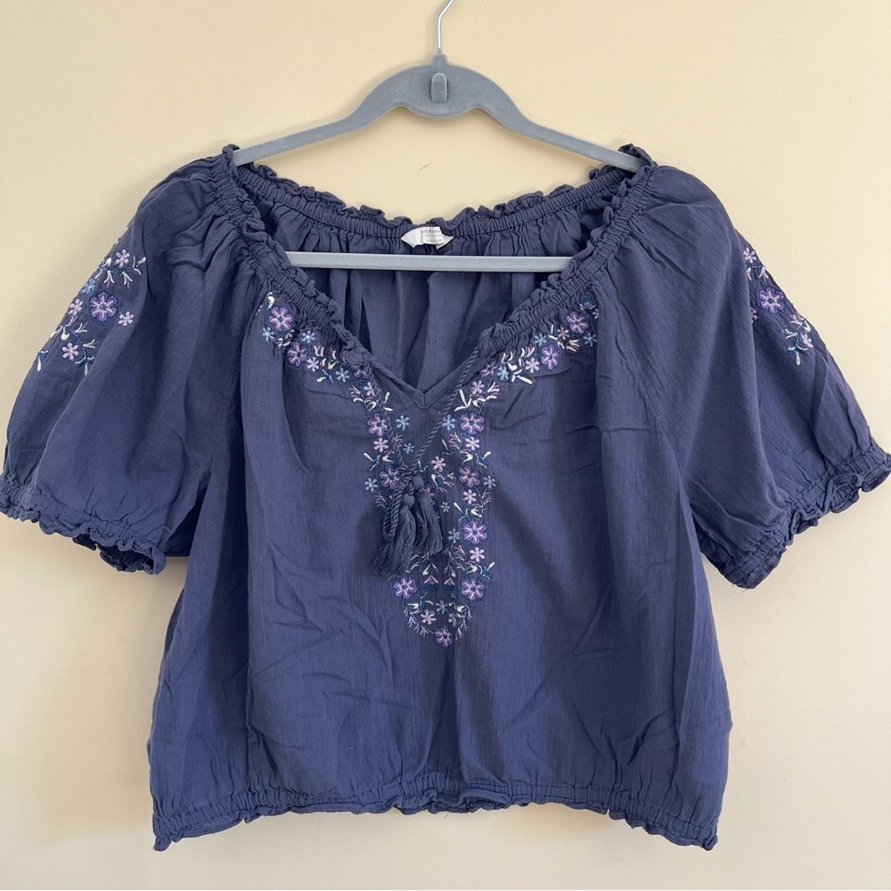 Lucky Brand casual embroidered blouse
